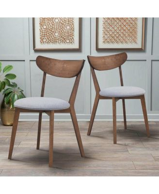 Set of 2 Dining Chairs Upholstered Curved Back Side