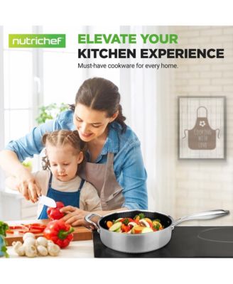 Kitchenware Pots & Pans Set - Triply Stainless Steel Cookware, Non-Stick Coating Inside and Outside (8-Piece Set)