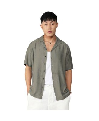 Men's Olive Green Embroidered Twist Shirt