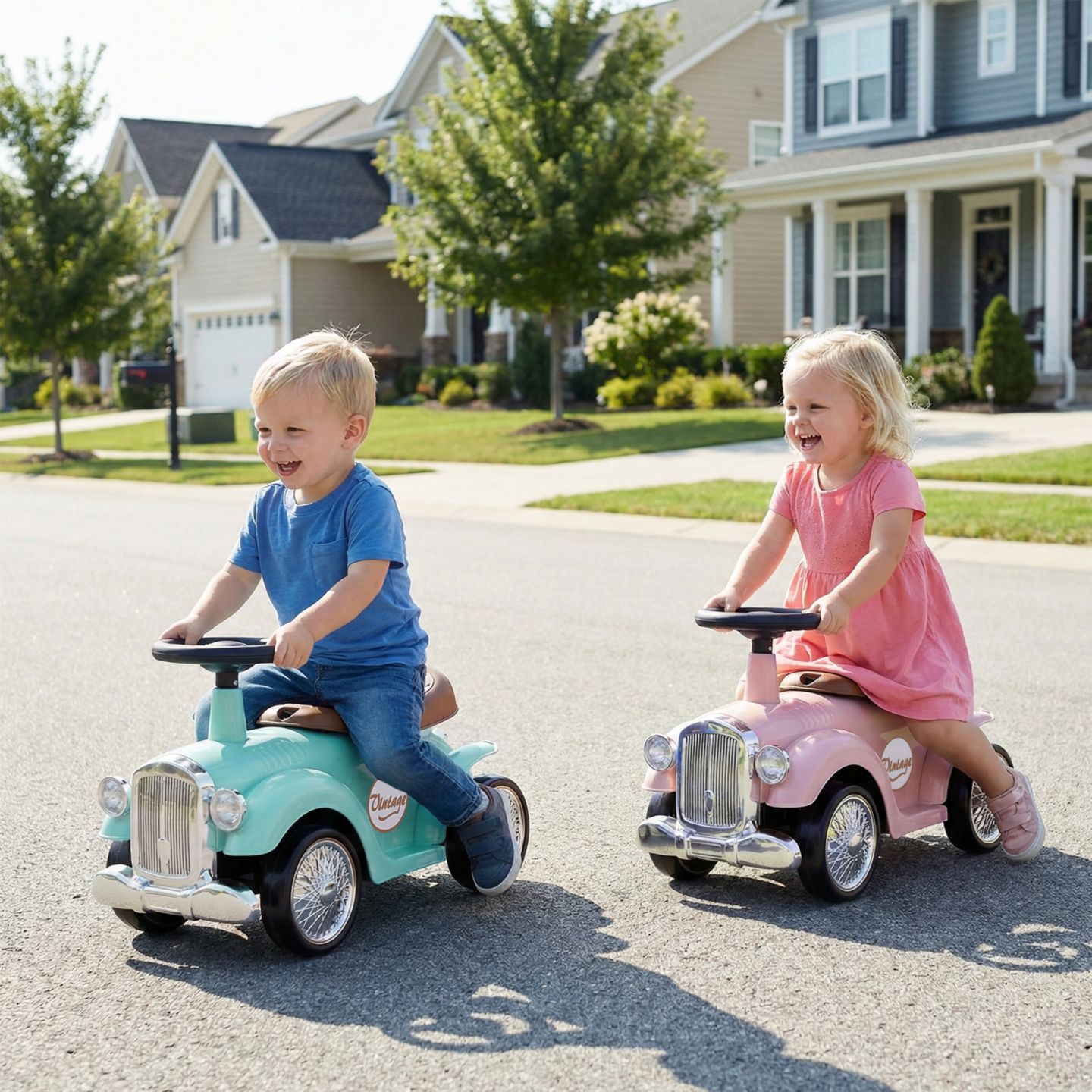 Детская игрушка Gymax 1930 Classic Retro Sit to Stand Ride-On Toy with Working Steering Wheel, 23"L x 10.5"W x 13.5"H, 55 lbs Capacity, Ages 18-36 Months, цвет: Коричневый, вариант 1 — фото 7