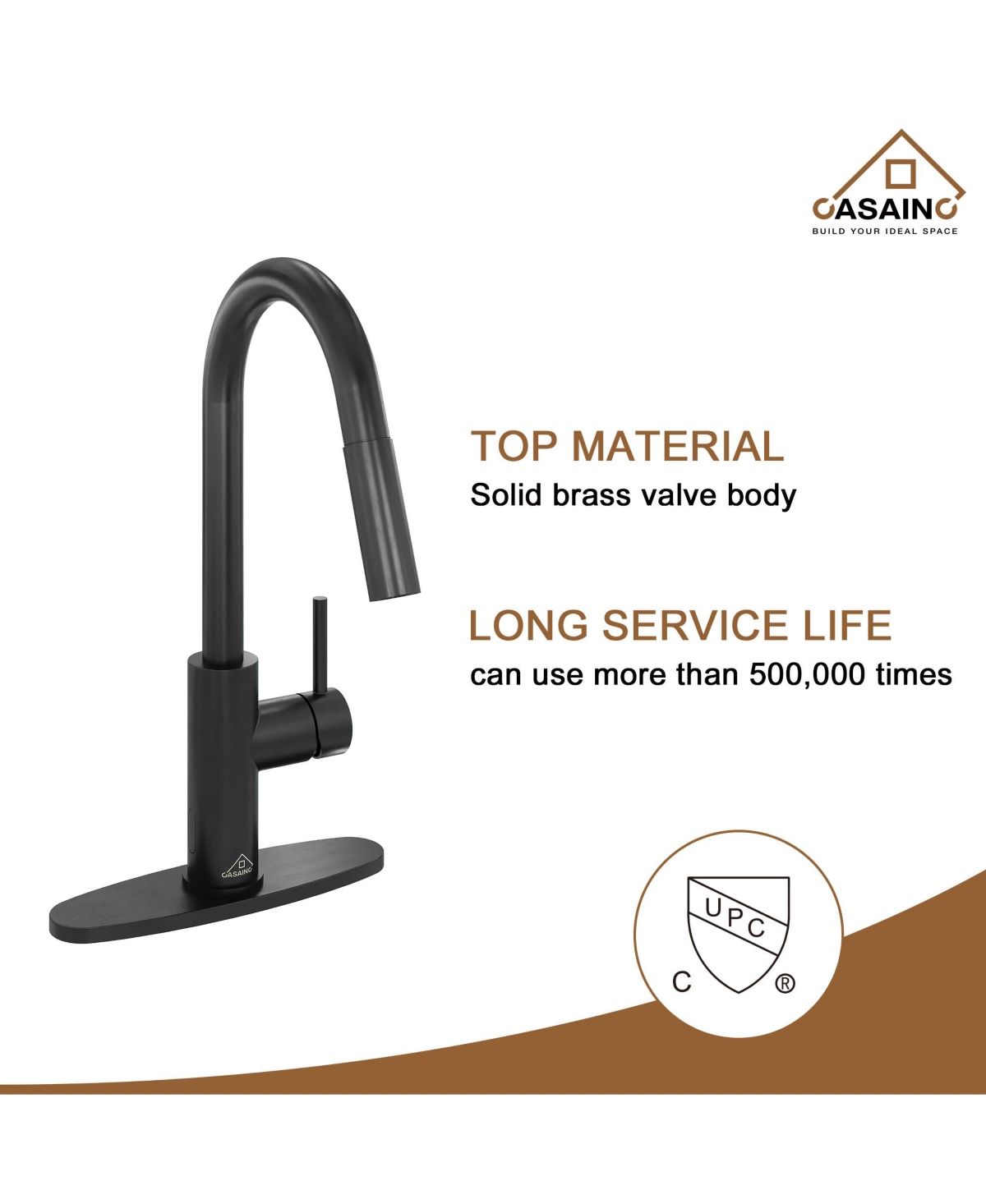 Casainc Pull Down Sprayer Kitchen Faucet with Touchless Sensor, Led, Soap Dispenser and Deck Plate