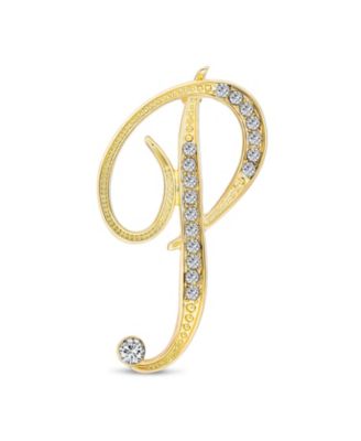 Bling Jewelry Large Statement ABC Crystal Letters Initial Scarf Lapel Pin Brooch Gold Plated