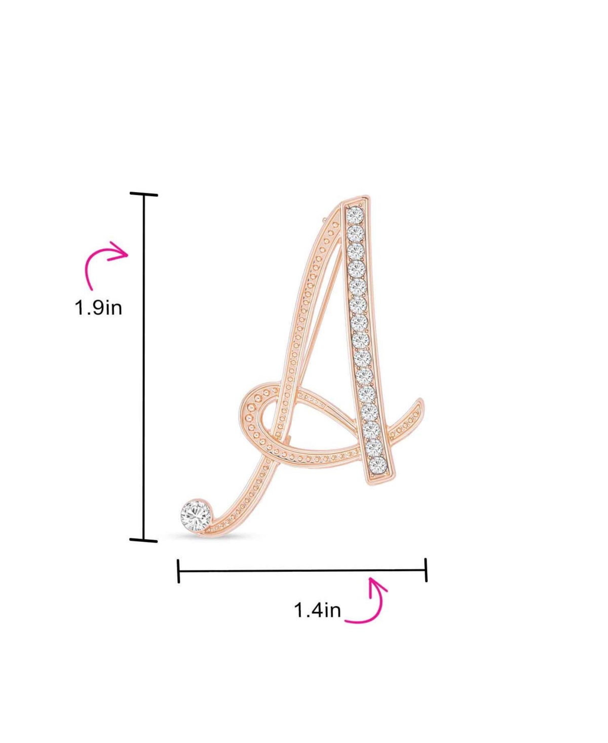 Bling Jewelry Statement Abc Pave Crystal Cursive Script Monogram Letters Alphabet Initial A Scarf Lapel Pin Brooch For Women Rose Gold Plated