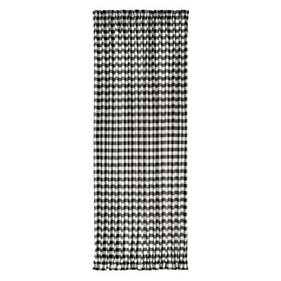 Plaid Country Farmhouse French Door Curtain Panel With Matching Tieback