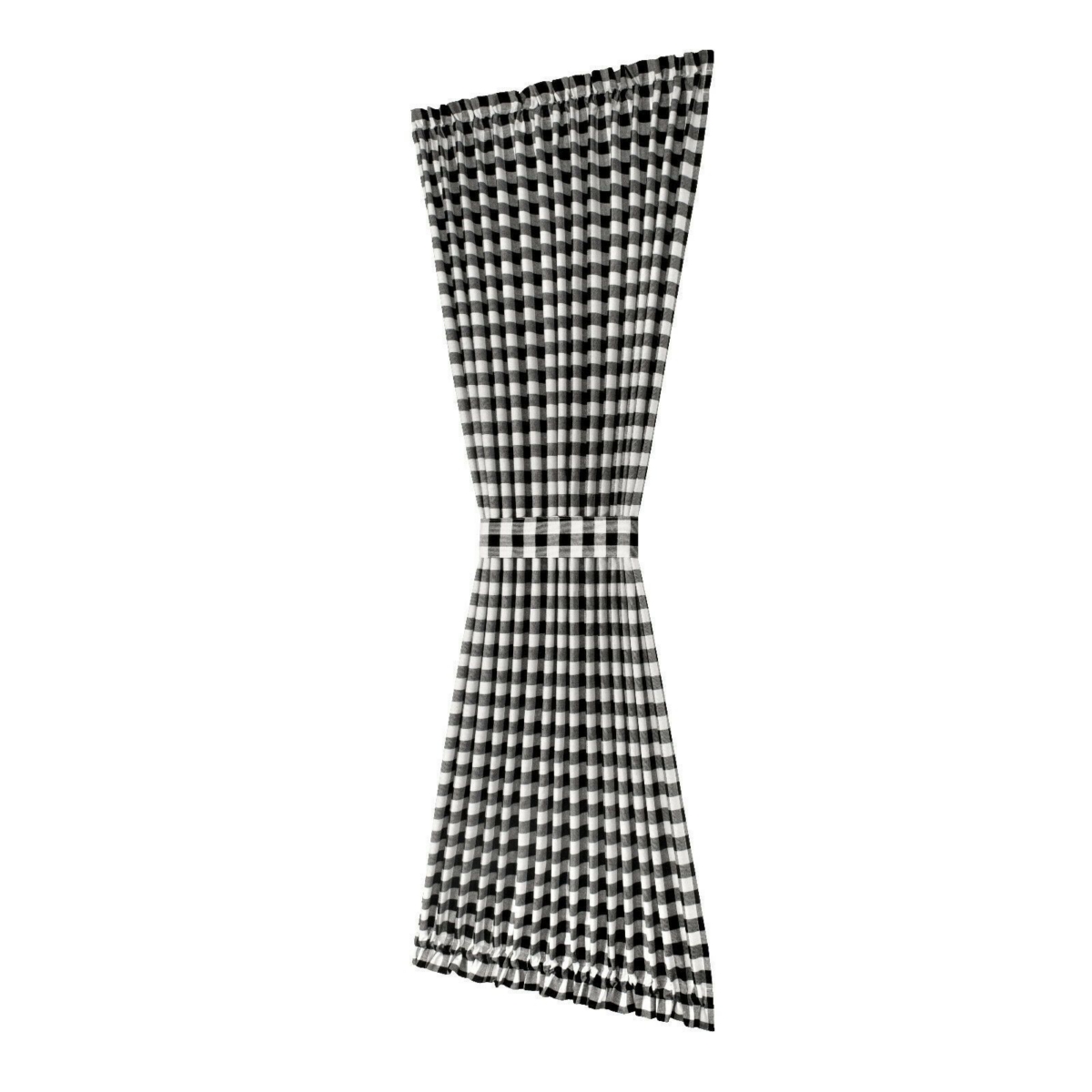 Plaid Country Farmhouse French Door Curtain Panel With Matching Tieback - 25W x 72L, Sage Green - Burgundy