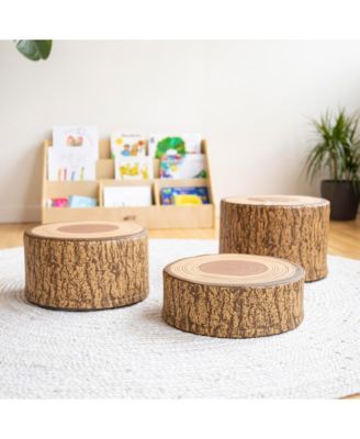 SoftZone Tree Stump Stool Set, Chocolate, 3-Piece