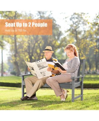 Garden Bench All-Weather HDPE 2-Person Outdoor Bench for Front Porch Backyard