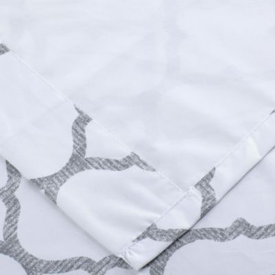 2 Pack: Thermal Lined Gray & White Trellis Grommet Blackout Curtains