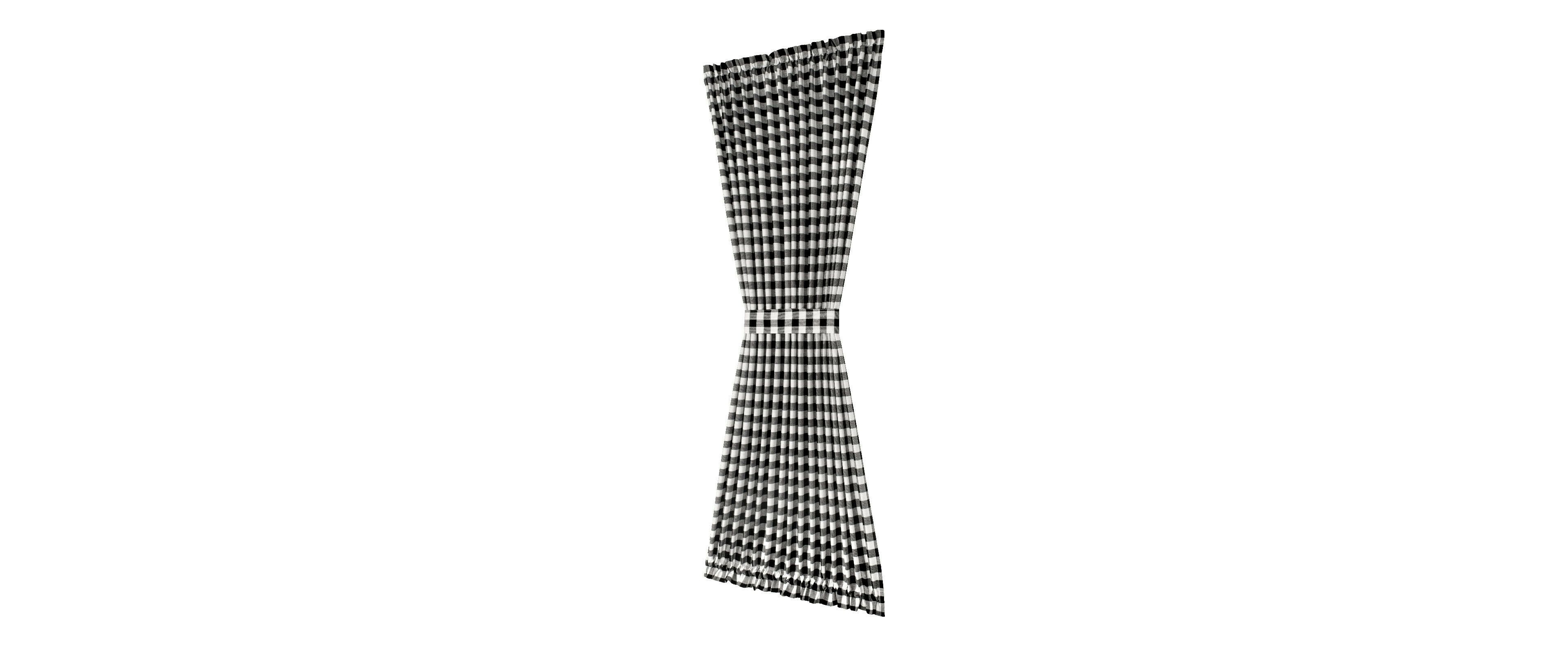 Kate Aurora Plaid Country Farmhouse French Door Curtain Panel With Matching Tieback