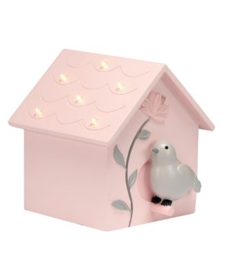 Petals Pink/Gray Birdhouse Table Top Night Light LED Lamp