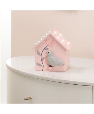 Petals Pink/Gray Birdhouse Table Top Night Light LED Lamp