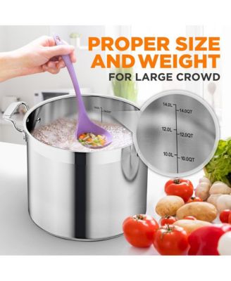 Stainless Steel Cookware Stockpot - 14 Quart, Heavy Duty Induction Pot, Soup Pot With Stainless Steel Lid