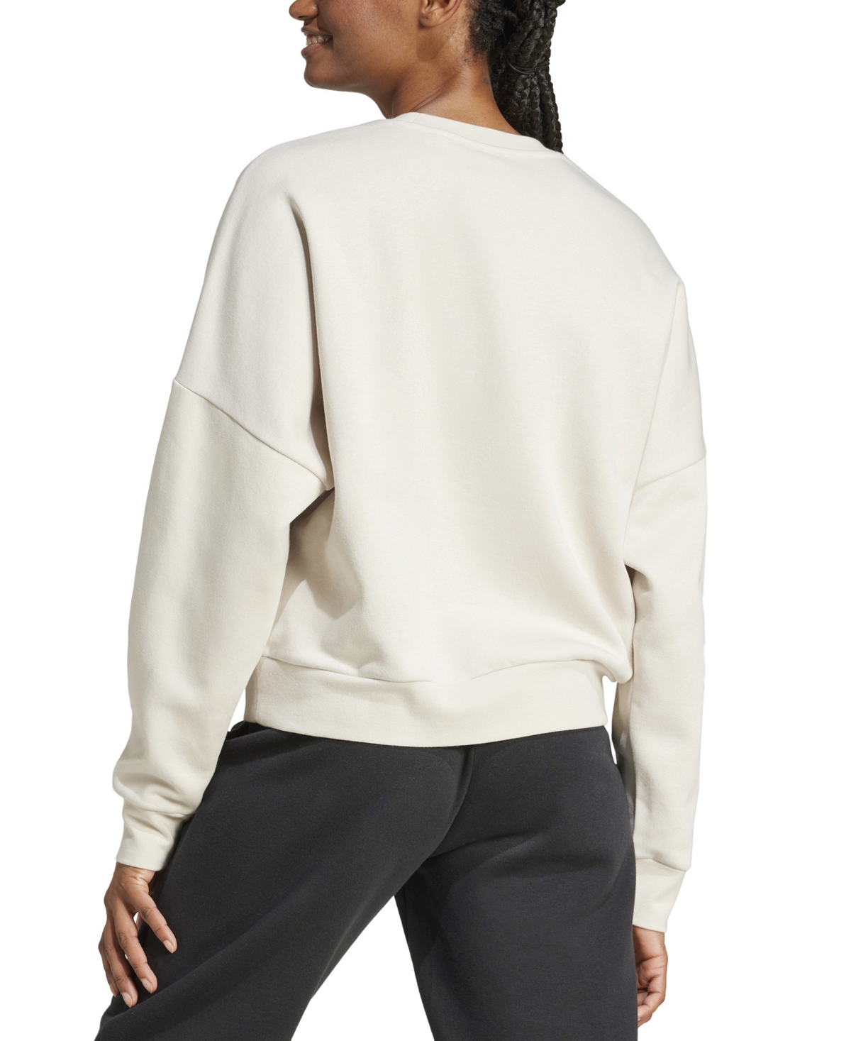 Shop Adidas Originals Women's Essentials Feel Cozy Logo Fleece Sweatshirt In Alumina