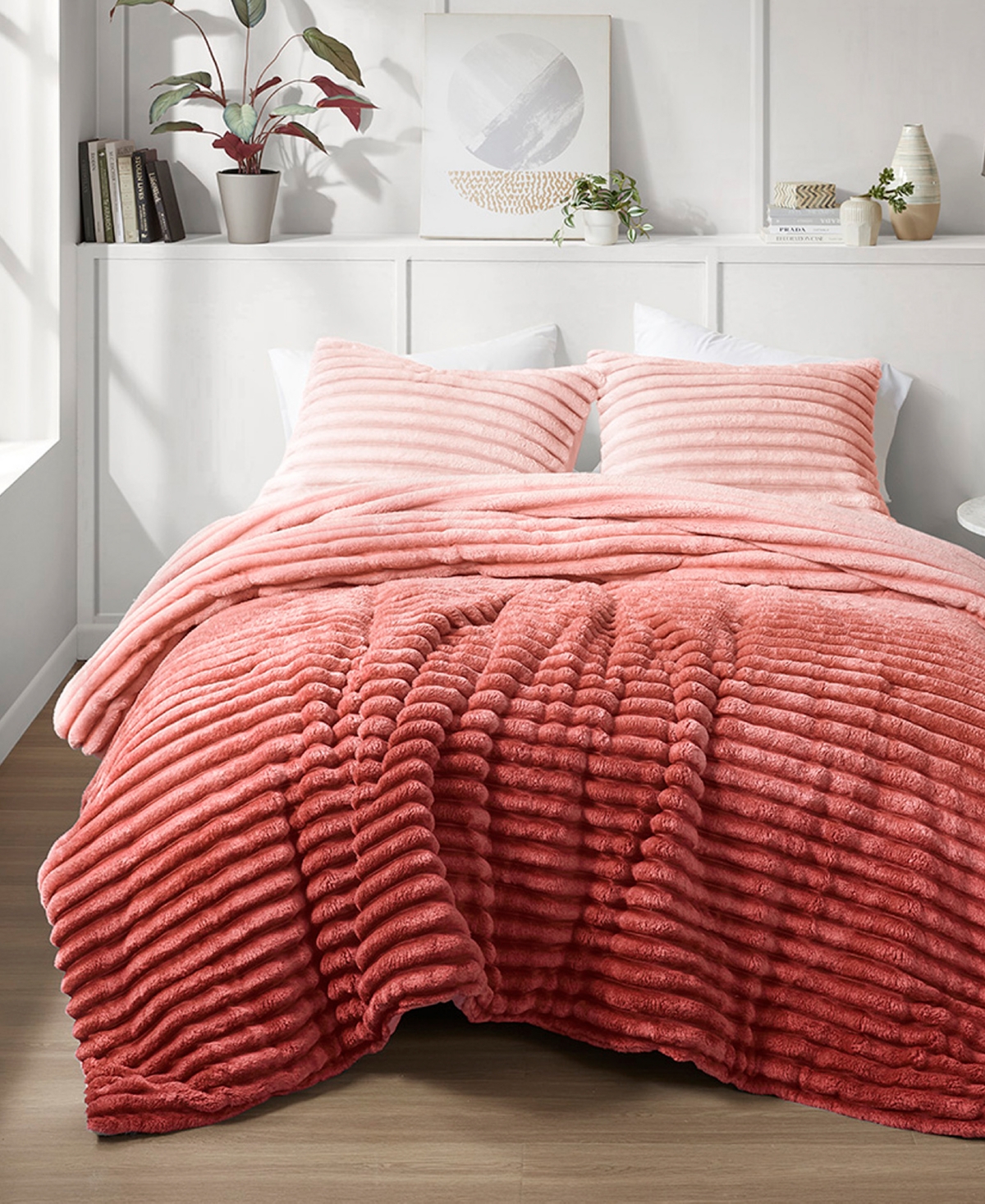 510 Design Avril Fluffy Ribbed Plush Comforter Sets In Blush Ombre