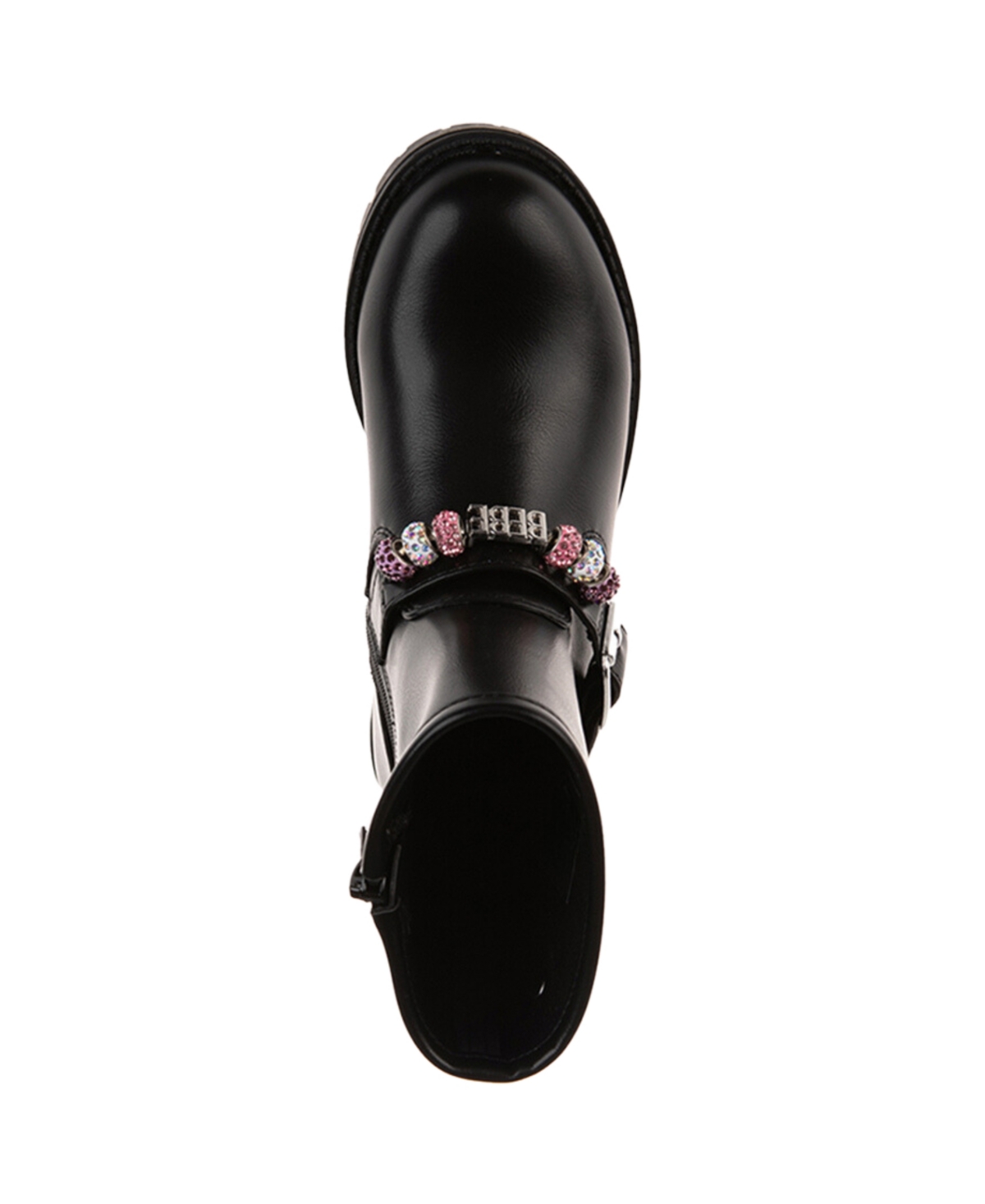 Bebe Little And Big Girls Moto With Rhinestone Beads and Plate Boot