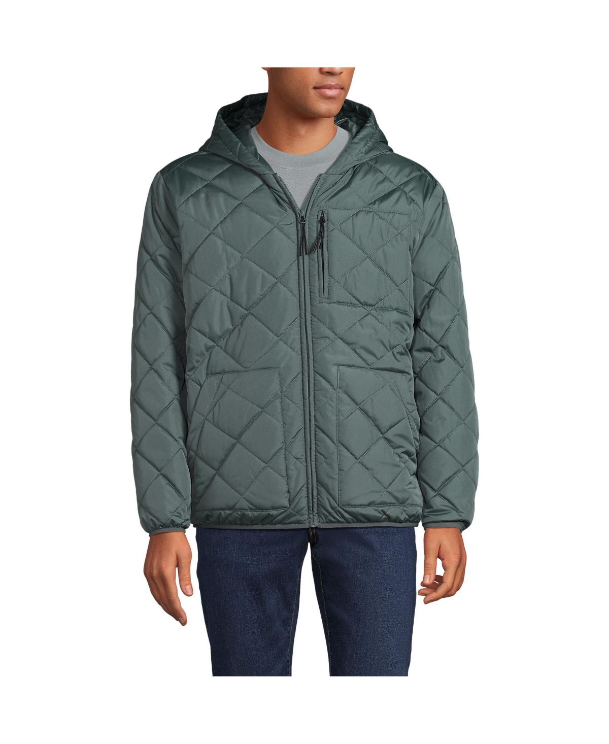 Lands' End Men's FeatherFree Insulated Diamond Quilted Hoodie Jacket