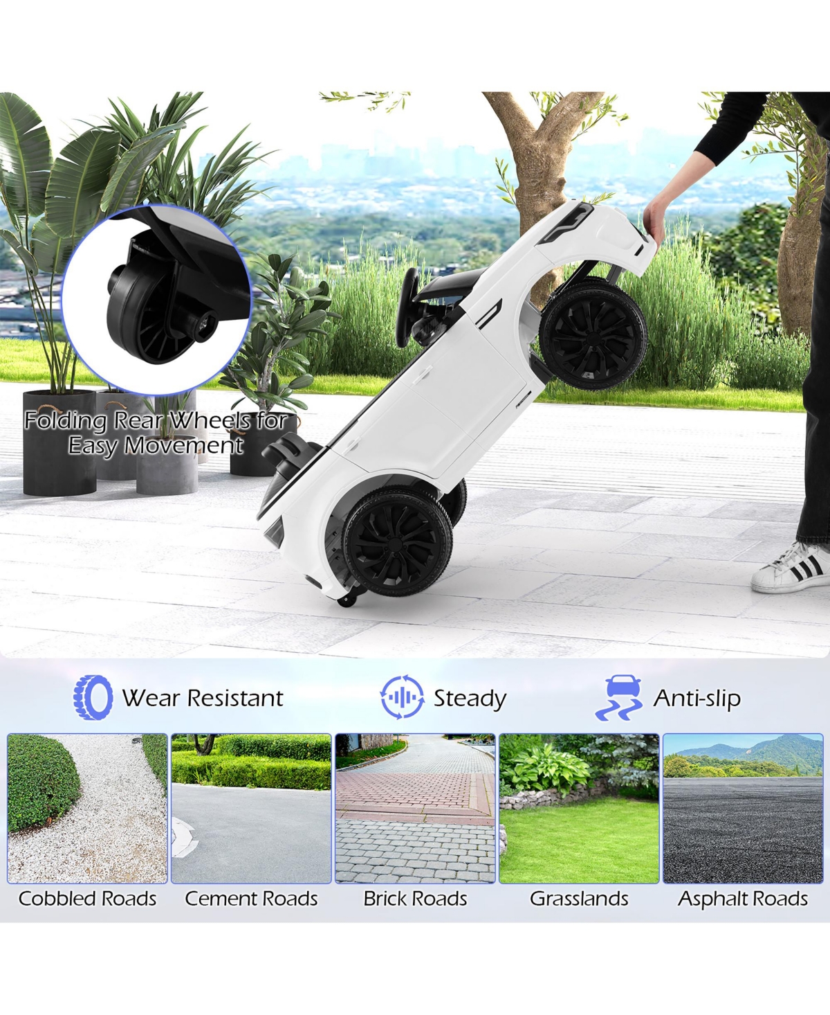 Gymax 12V Kids Ride On Car Licensed Land Rover Electric Vehicle w/ Remote Control Pink - White+black