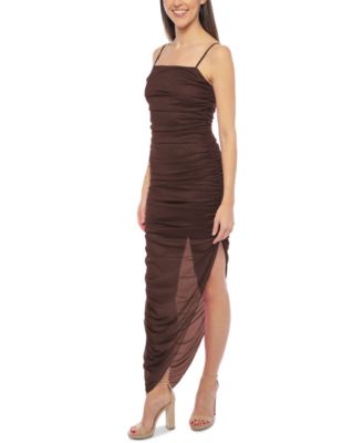 Juniors' Glitter Bodycon Asymmetrical-Hem Dress