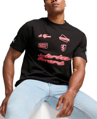 Puma - Men's Ferrari Neon Race Relaxed-Fit Logo Graphic T-Shirt