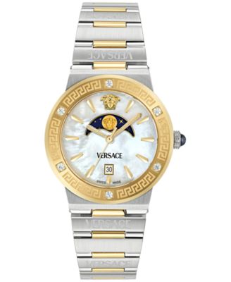 Versace Greca Logo Moonphase Diamond Watch Two Tone Womens Versace Womens Watches | Direct Luxury main image 3