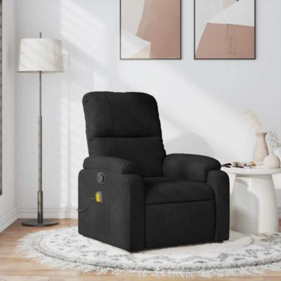 Massage Recliner Chair Black Microfiber Fabric