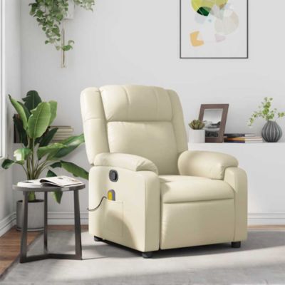 1 PC Cream Faux Leather Massage Recliner Chair