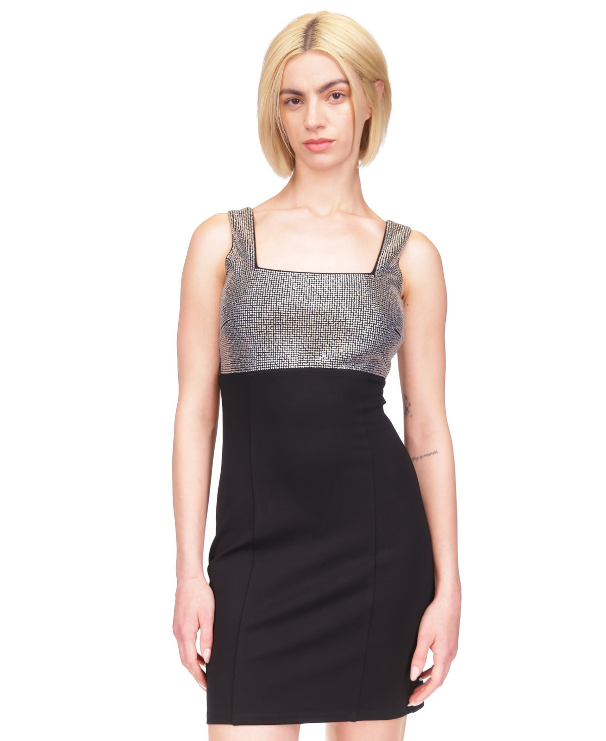 Michael Michael Kors Women's Square-Neck Embellished Sleeveless Mini Dress