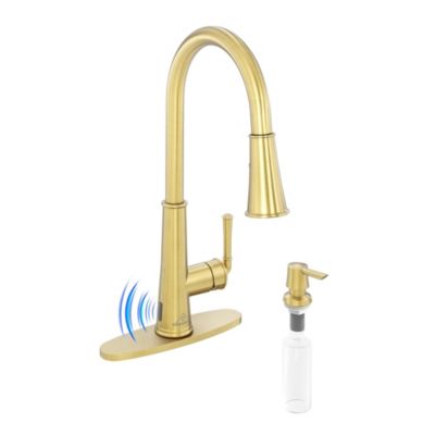 Pull Down Sprayer Kitchen Faucet With Touchless Sensor Led Soap Dispenser Deck Plate