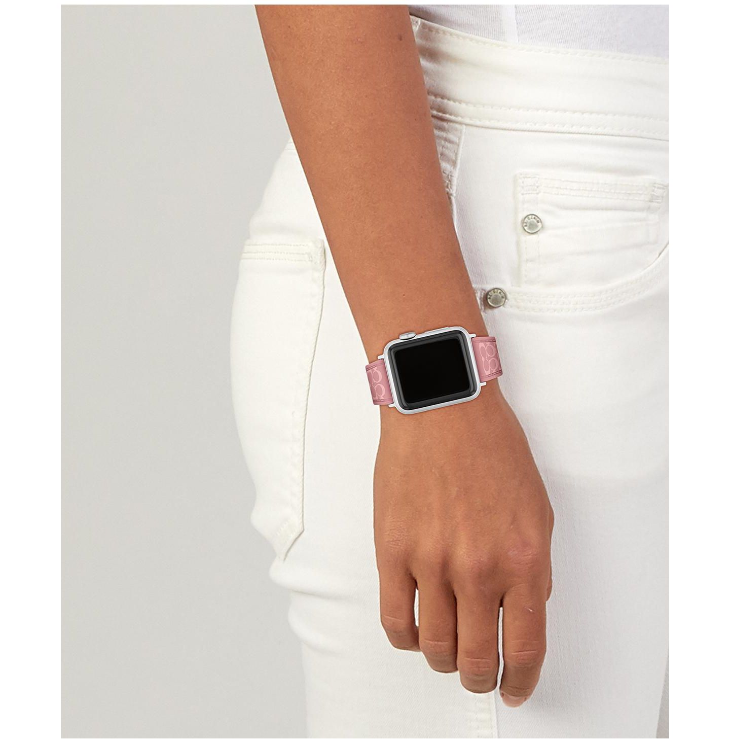 Женский ремешок для часов COACH True Pink Silicone Apple Watch Strap 38mm, 40mm, 41mm — фото 4