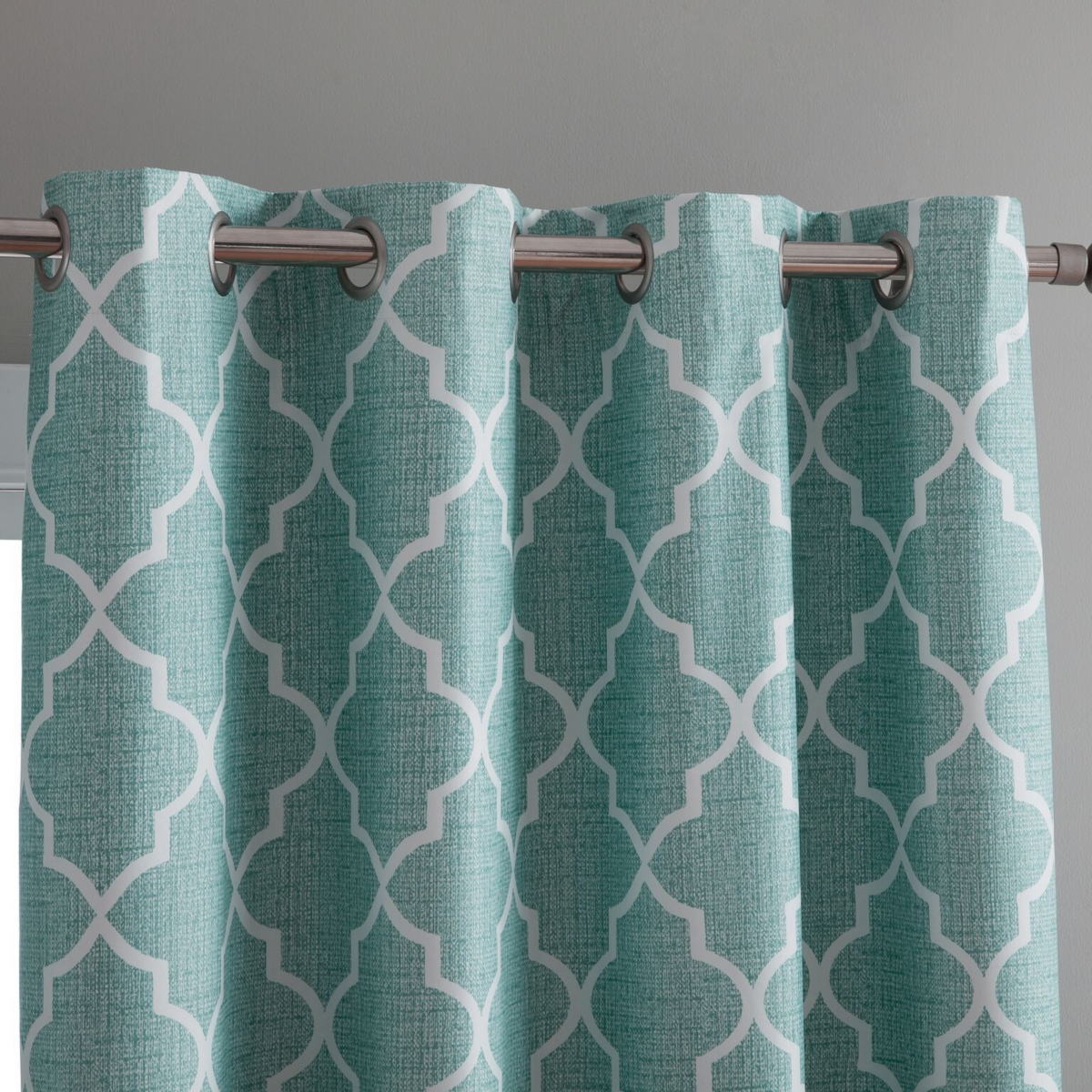 Kate Aurora 2 Piece 100% Full Blackout Trellis Grommet Top Window Curtain Panels