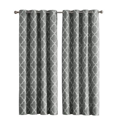 2 Piece 100% Full Blackout Trellis Grommet Top Window Curtain Panels