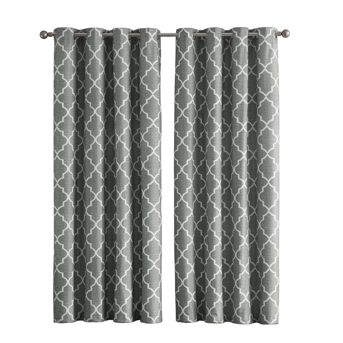 Kate Aurora 2 Piece 100% Full Blackout Trellis Grommet Top Window Curtain Panels