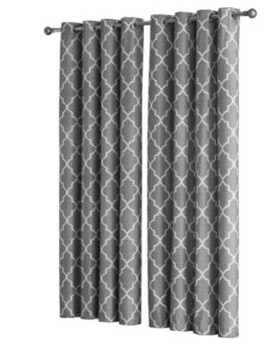 2 Piece 100% Full Blackout Trellis Grommet Top Window Curtain Panels