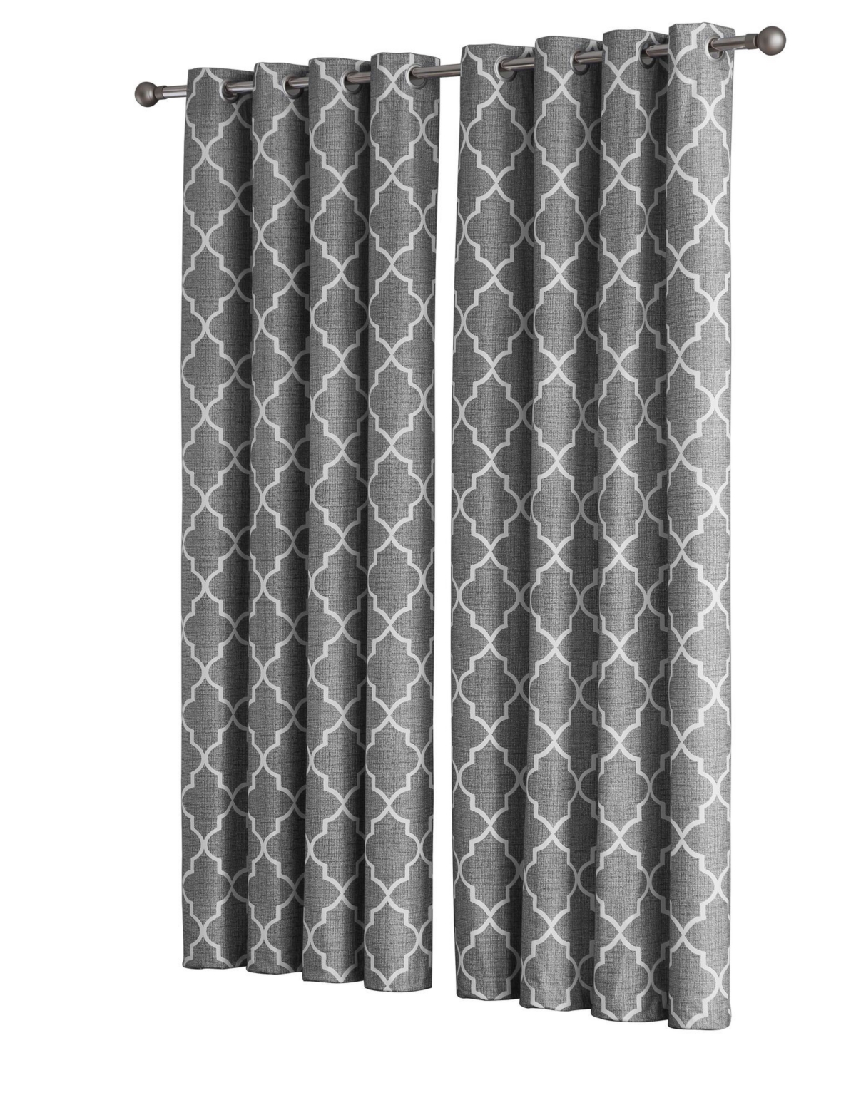 Kate Aurora 2 Piece 100% Full Blackout Trellis Grommet Top Window Curtain Panels