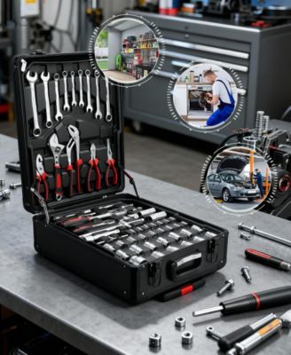 399-Piece Rolling Tool Set, Home Repair Tools with 4 Drawers, Wheels, and Aluminum Case