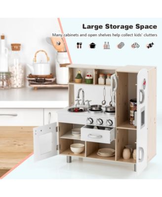 SUGIFT Vintage Play Kitchen Pretend Kids Cooking Playset Toys with Water Dispense