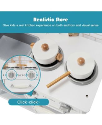 Kids Kitchen Playset Pretend Play Cooking Set with Vivid Faucet and Telephone