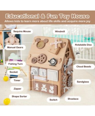 Multi-purpose Busy House with Sensory Games and Interior Storage Space