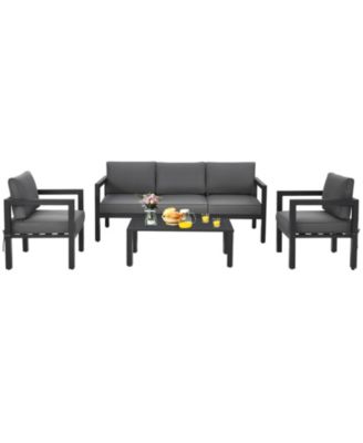 4 Pieces Set Outdoor Furniture Set for Backyard and Poolside