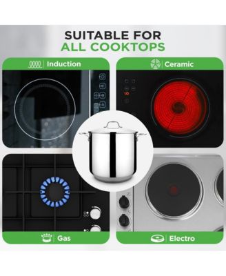 Stainless Steel Cookware Stockpot - 19 Quart, Heavy Duty Induction Pot, Soup Pot With Lid