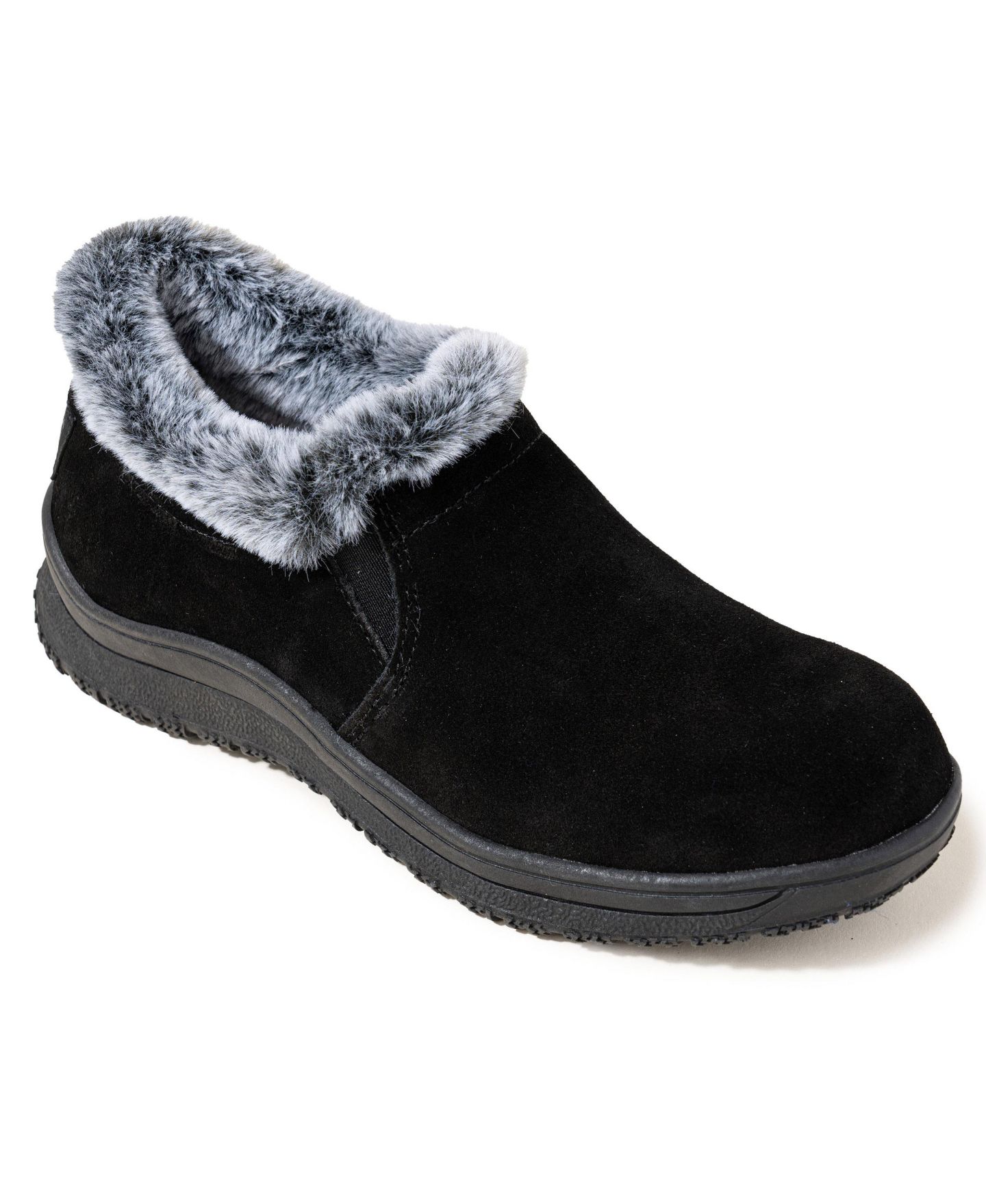 Женские ботинки Minnetonka Eagan Suede Faux Fur Lined Booties, цвет: Чёрный — фото 1