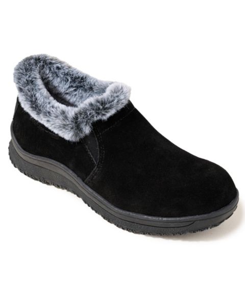 Женские ботинки Minnetonka Eagan Suede Faux Fur Lined Booties, цвет: Чёрный