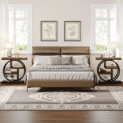 End Table for Living Room, 4-Tier Narrow Side Table with Storage Shelves, Industrial Bedside Table for Bedroom, Wood Small Sofa Side Table