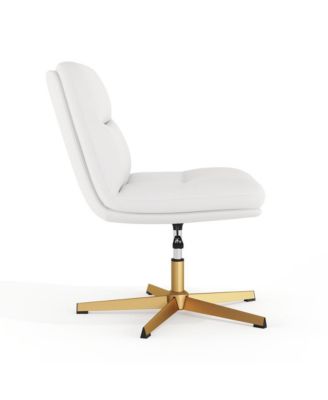 Biel Mid-Back Swivel Office Chair, Height-Adjustable Armless Design with Padded Upholstered Wide Seat and Strong Frame