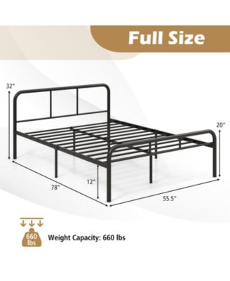 Full Bed Frame with Headboard and Footboard No Box Spring Needed-Black