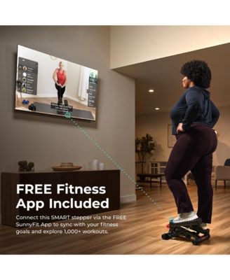 Mini Stepper, Low-Impact Stair Step Cardio Equipment with Resistance Bands, Performance Digital Monitor, and SunnyFit App Bluetooth Connectivity