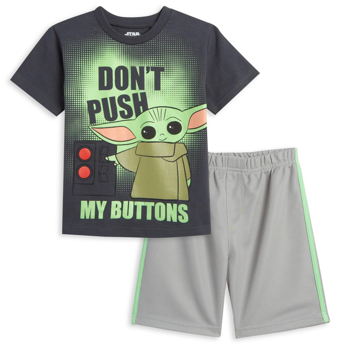 Star Wars Boys The Mandalorian Yoda T-Shirt and Mesh Shorts Outfit Set