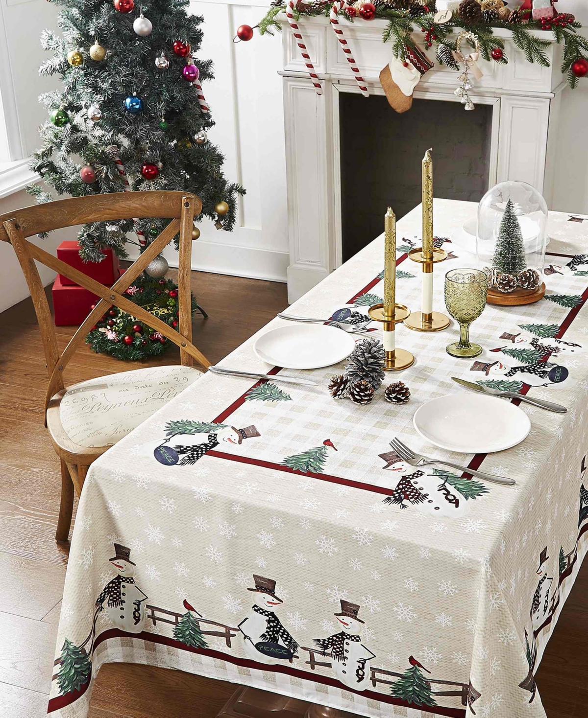 Avanti Country Snowmanâ Polyester Tablecloth, 60" X 84" In Multi Color