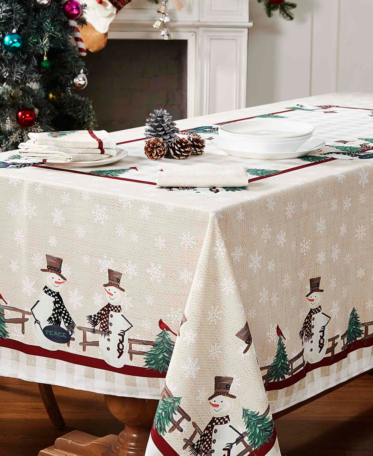 Avanti Country Snowman Polyester Tablecloth, 60" X 144" In Multi Color