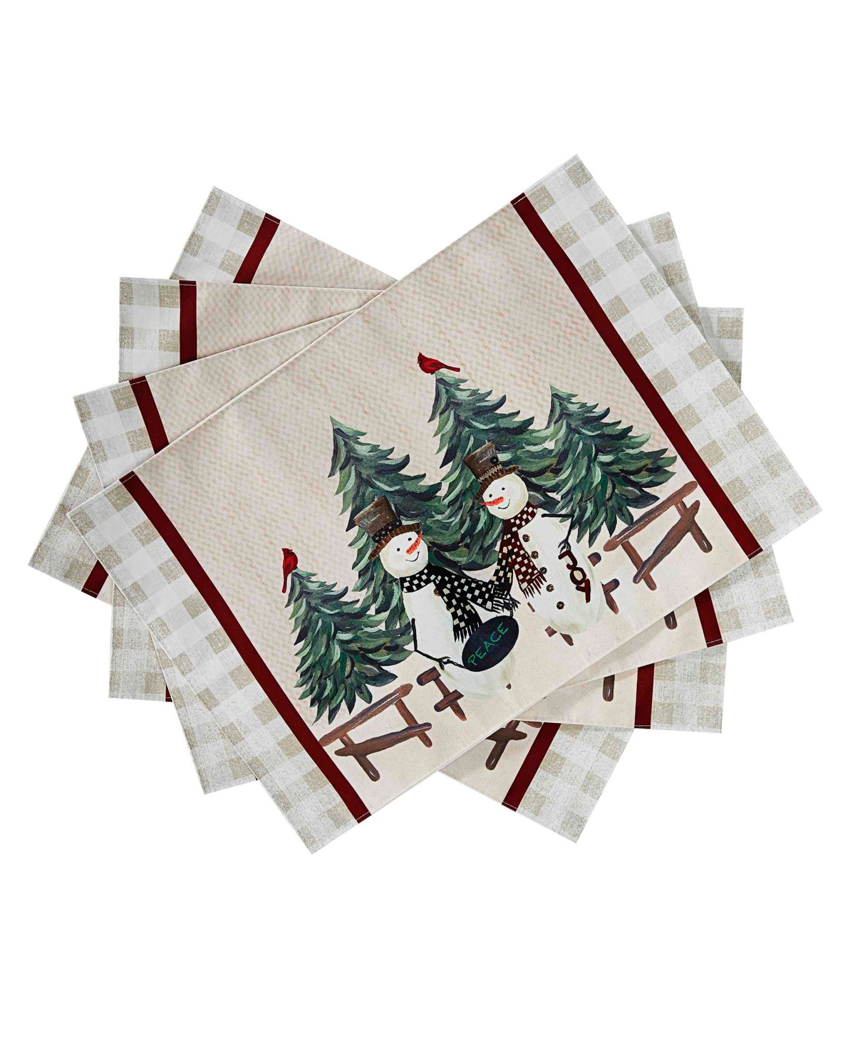 Avanti Country Snowman Polyester 4 Piece Placemat, 13" X 18'' In Multi Color